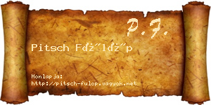 Pitsch Fülöp névjegykártya
